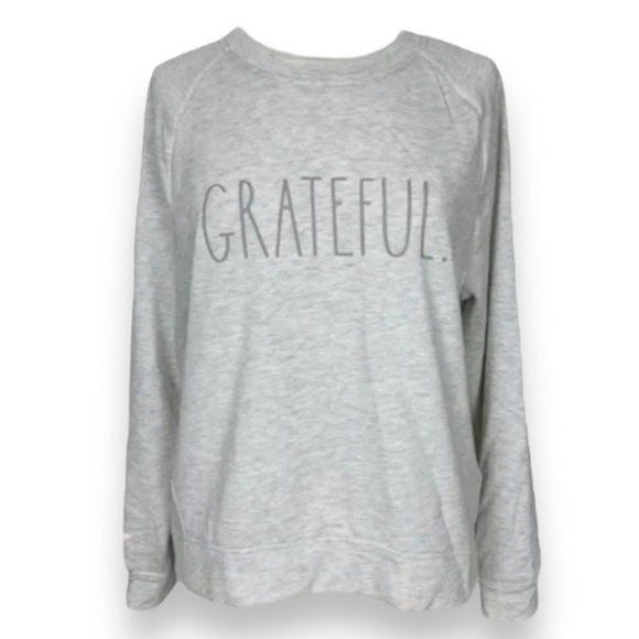 Rae Dunn Crewneck Sweatshirt Grateful Spellout Pullover Tshirt New w Tags Sz L - Picture 2 of 3